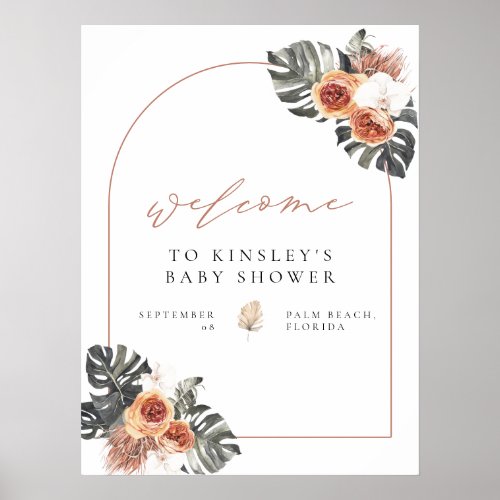 KINSLEY Boho Terracotta Baby Shower Welcome Poster