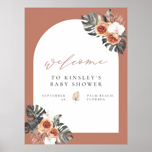 KINSLEY Boho Terracotta Baby Shower Welcome Poster