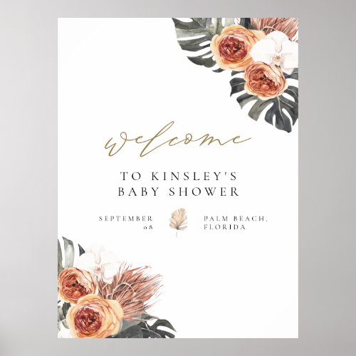 KINSLEY Boho Terracotta Baby Shower Welcome Poster