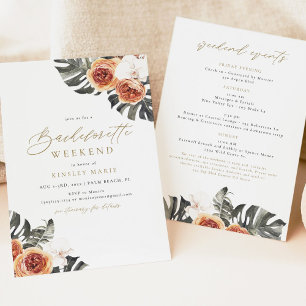 KINSLEY Boho Terracotta Floral Palm Bachelorette  Invitation