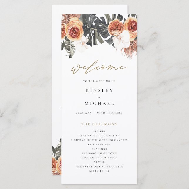 KINSLEY Boho Terracotta Floral Wedding Program (Front/Back)