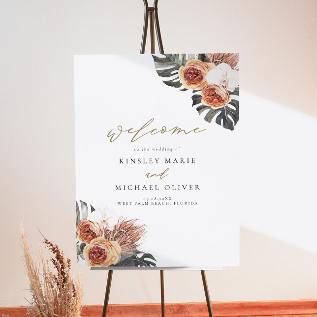 KINSLEY Boho Terracotta Floral Wedding Welcome  Foam Board (Creator Uploaded)