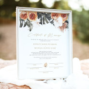 Kinsley Boho Terracotta Palm Marriage Certificate Poster at Zazzle