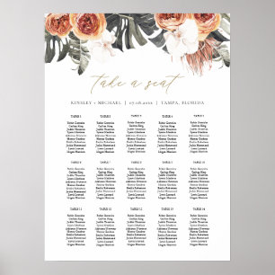 KINSLEY Boho Terracotta Palm Wedding Seating Chart