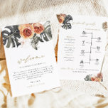 KINSLEY Boho Terracotta Tropical Wedding Timeline Invitation<br><div class="desc">This wedding welcome letter and timeline features watercolor dry bohemian palm leaves and an elegant script font. Easily edit *most* wording on this timeline. Click 'click to customize further' in the personalization section to open up the full editor. To add new icons, visit https://www.svgrepo.com/ and search the icon you need....</div>