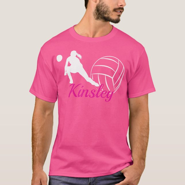 Kinsley Name Personalized Volleyball T-Shirt (Front)