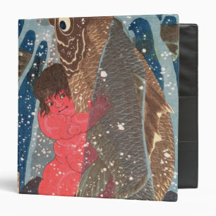 Kintoki Swims up the Waterfall 3 Ring Binder