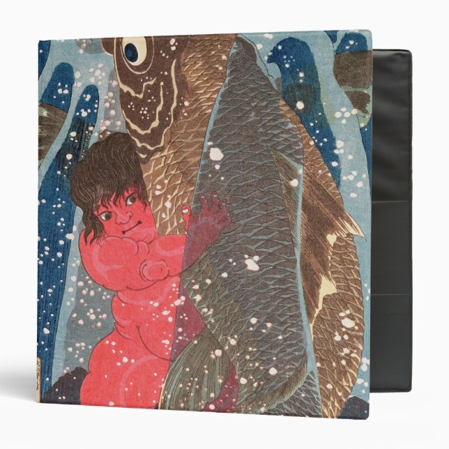 Kintoki Swims up the Waterfall 3 Ring Binder (Front/Inside)