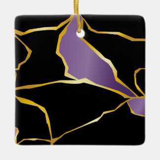Kintsugi Amethyst Accents Ceramic Ornament