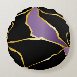 Kintsugi Amethyst Accents Round Pillow