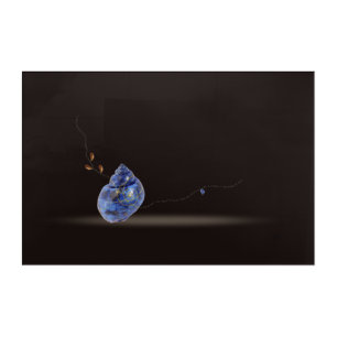 Kintsugi blue snail seashell poem repair with gold acrylic print