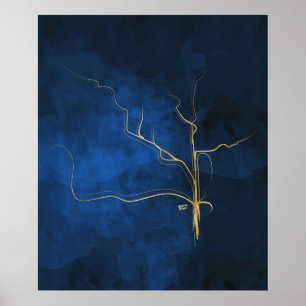 Kintsugi Electric Blue blue gold kintsugi japan ma Poster