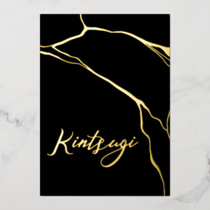 Kintsugi gold and black foil holiday card