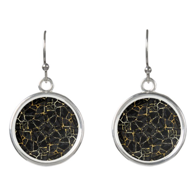 Kintsugi Gold Vein Earrings (Front)