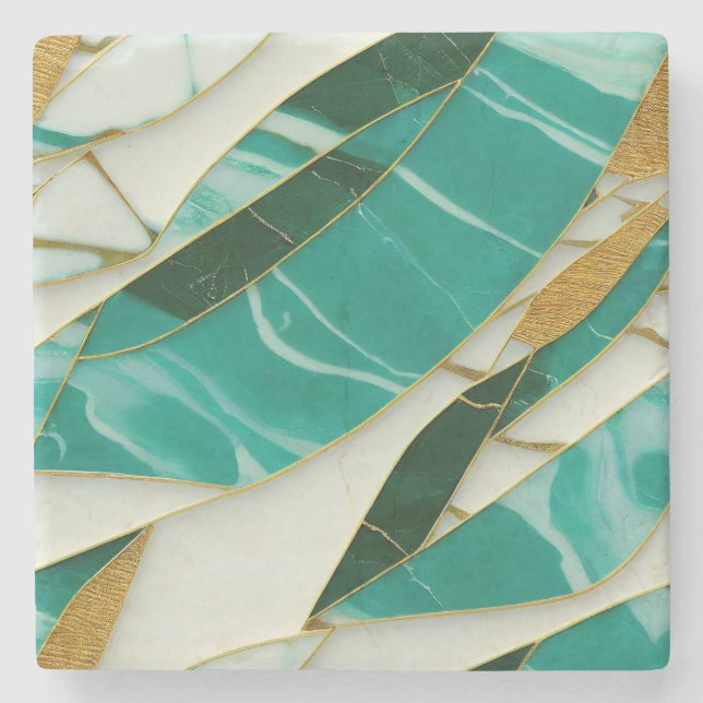 Kintsugi Jade and Marble Stone Coaster (Front)