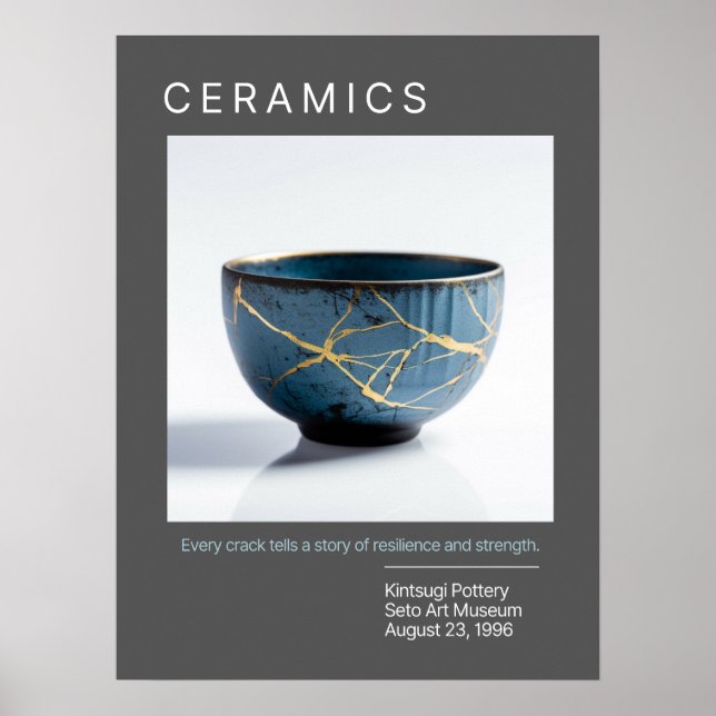 Kintsugi Pottery Poster Series | Gray (Front)