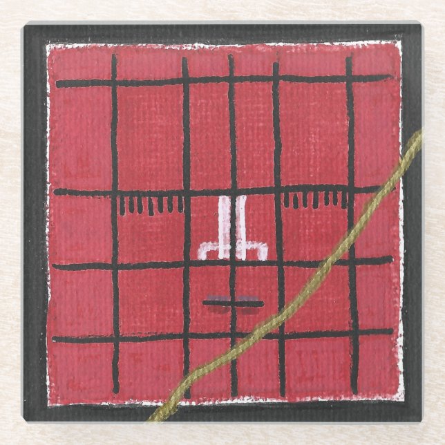 Kintsugi Red Face Glass Coaster (Front)