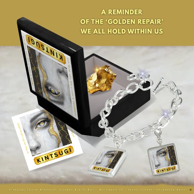 KINTSUGI Wooden Jewelry Keepsake Box (KINTSUGI Charm Bracelet, Sticker and Gift Box by Poet Adiela Akoo. Shop my store for more fab finds!)