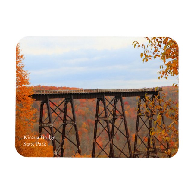 Kinzua Bridge Colorful Fall Scene Souvenir Fridge Magnet (Horizontal)