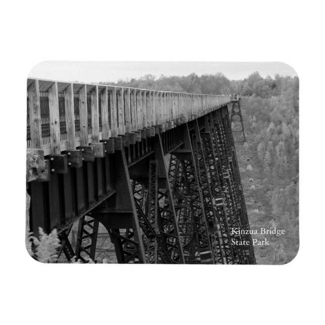 Kinzua Bridge Skywalk B&W Autumn Souvenir Fridge Magnet (Horizontal)