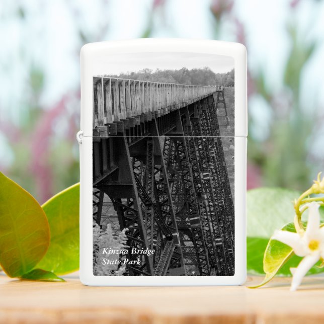 Kinzua Bridge Skywalk Railroad Collector Souvenir Zippo Lighter (On Table)