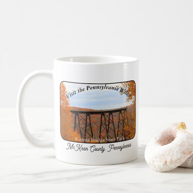 Kinzua Bridge State Park Fall Festival Souvenir Coffee Mug (With Donut)