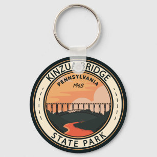 Kinzua Bridge State Park Pennsylvania Retro Badge Keychain