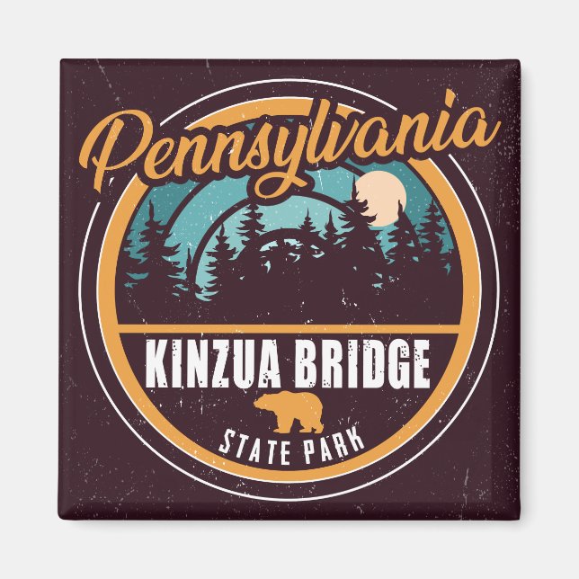 Kinzua Bridge State Park Pennsylvania Retro Badge Magnet (Front)