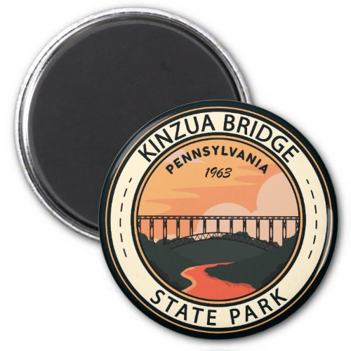 Kinzua Bridge State Park Pennsylvania Retro Badge  Magnet