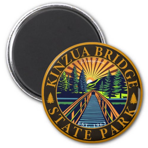 Kinzua Bridge State Park Pennsylvania Retro Badge Magnet