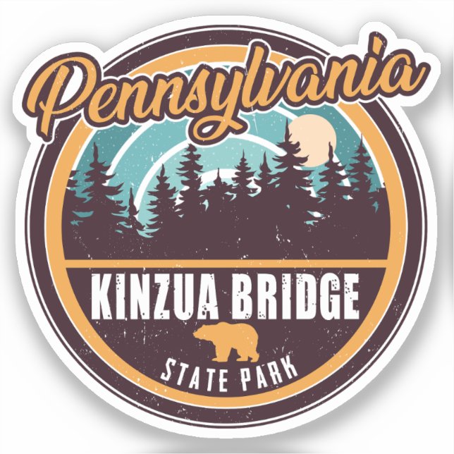Kinzua Bridge State Park Pennsylvania Retro Badge Sticker (Front)