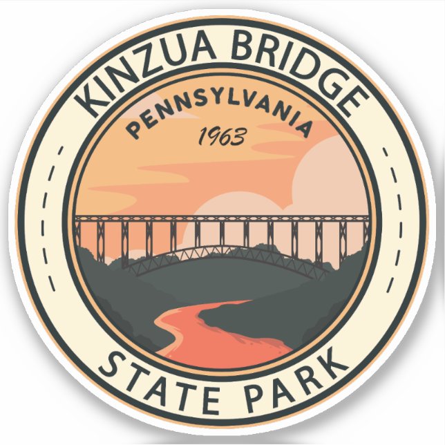 Kinzua Bridge State Park Pennsylvania Retro Badge Sticker (Front)