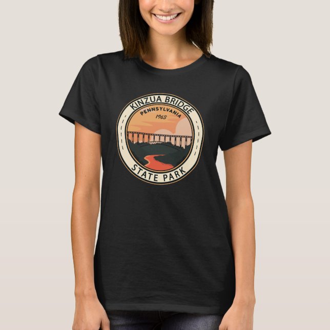 Kinzua Bridge State Park Pennsylvania Retro Badge T-Shirt (Front)