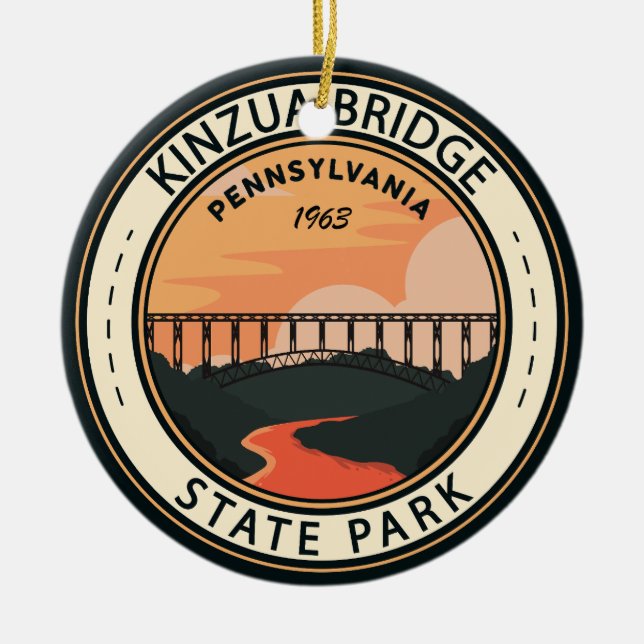 Kinzua Bridge State Park Pennsylvania Retro Ceramic Ornament (Front)