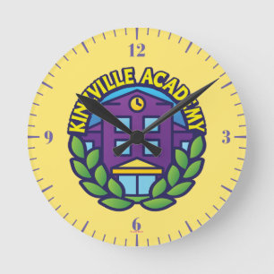 Kinzville Academy Logo Round Clock