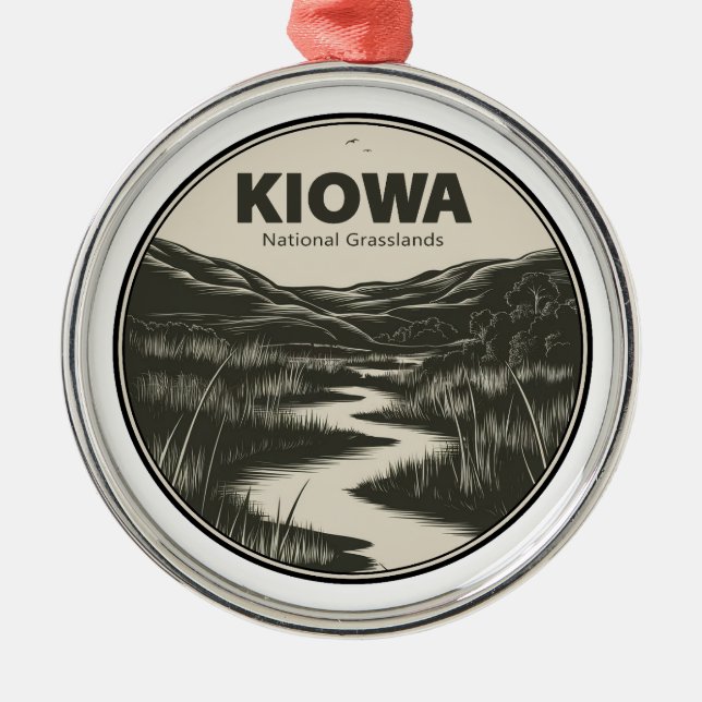 Kiowa National Grasslands Stream Metal Ornament (Front)
