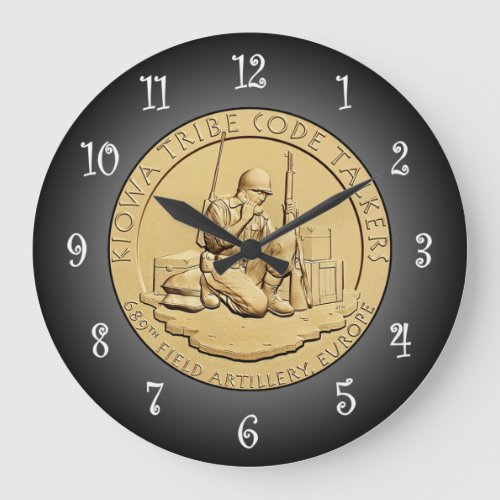 Kiowa Tribe Code Talkers Bronze Medal  Large Clock