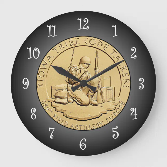 Tribe Code Kiowa Tribe Code Talkers Bronze Medal ~ Large Clock | Zazzle