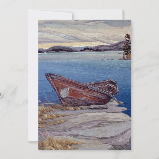 "Kipawa Long Boat" by Charlie Rapsky Holiday Card (Front)