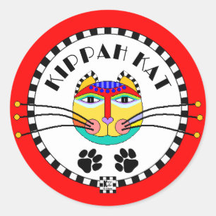 Kippah Kat Classic Round Sticker