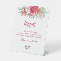 Kippah Yarmulke Table Sign Pink Rose Blush Wedding