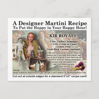 Kir Royale Martini Recipe Postcard