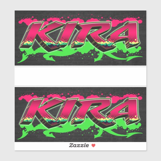 Kira First Name Graffiti Sticker (Sheet)