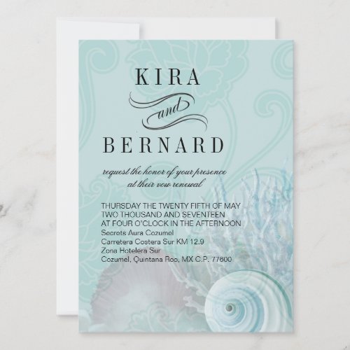 Kira Seashell Dreams Beach Wedding aqua Invitation