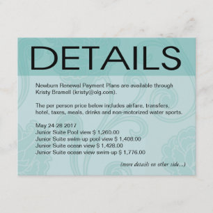 Kira Seashell Dreams Beach Wedding Directions aqua Invitation