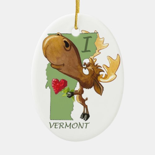 Kirby the Moose Vermoosin I Heart Vermont Ceramic Ornament