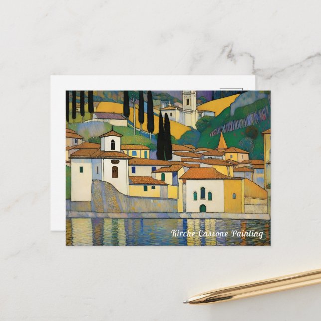 Kirche Cassone Gustav Klimt Painting Landscape  Postcard (Front/Back In Situ)