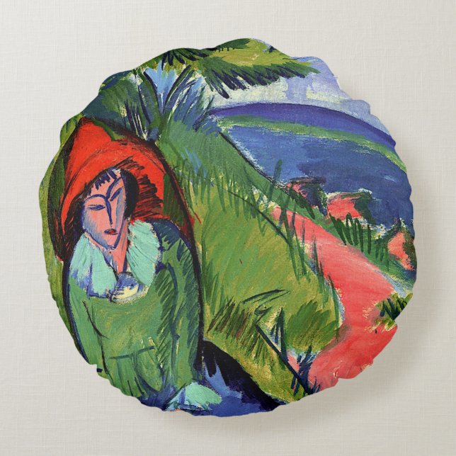 Kirchner - Erna by the Sea Round Pillow (Back)