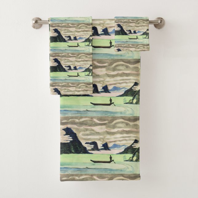Kirchner Mountain Lake Expressionist Fine Art Bath Towel Set (Insitu)