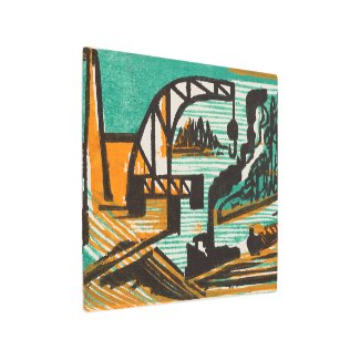 Kirchner River Landscape with Crane and Barges